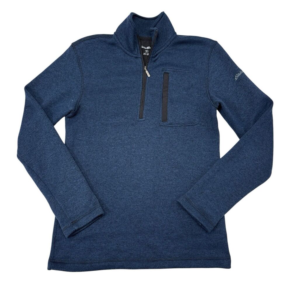 Eddie‎ Bauer Women’s Fleece Pullover Size Small Navy Blue Sweater Jacket Hiking